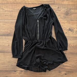 Express Black Zippered Long Sleeve Romper